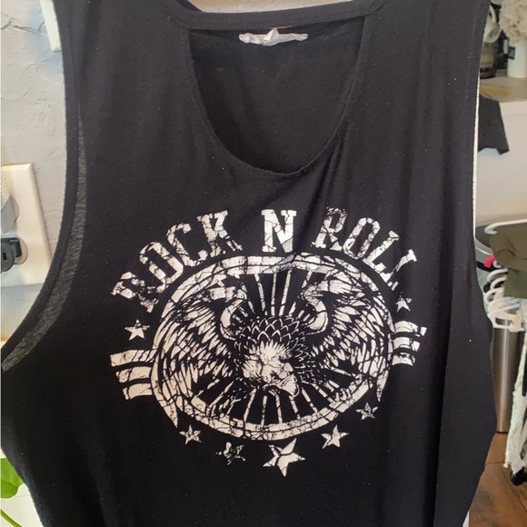 Tops - Black Rock N Roll Graphic Tank Top